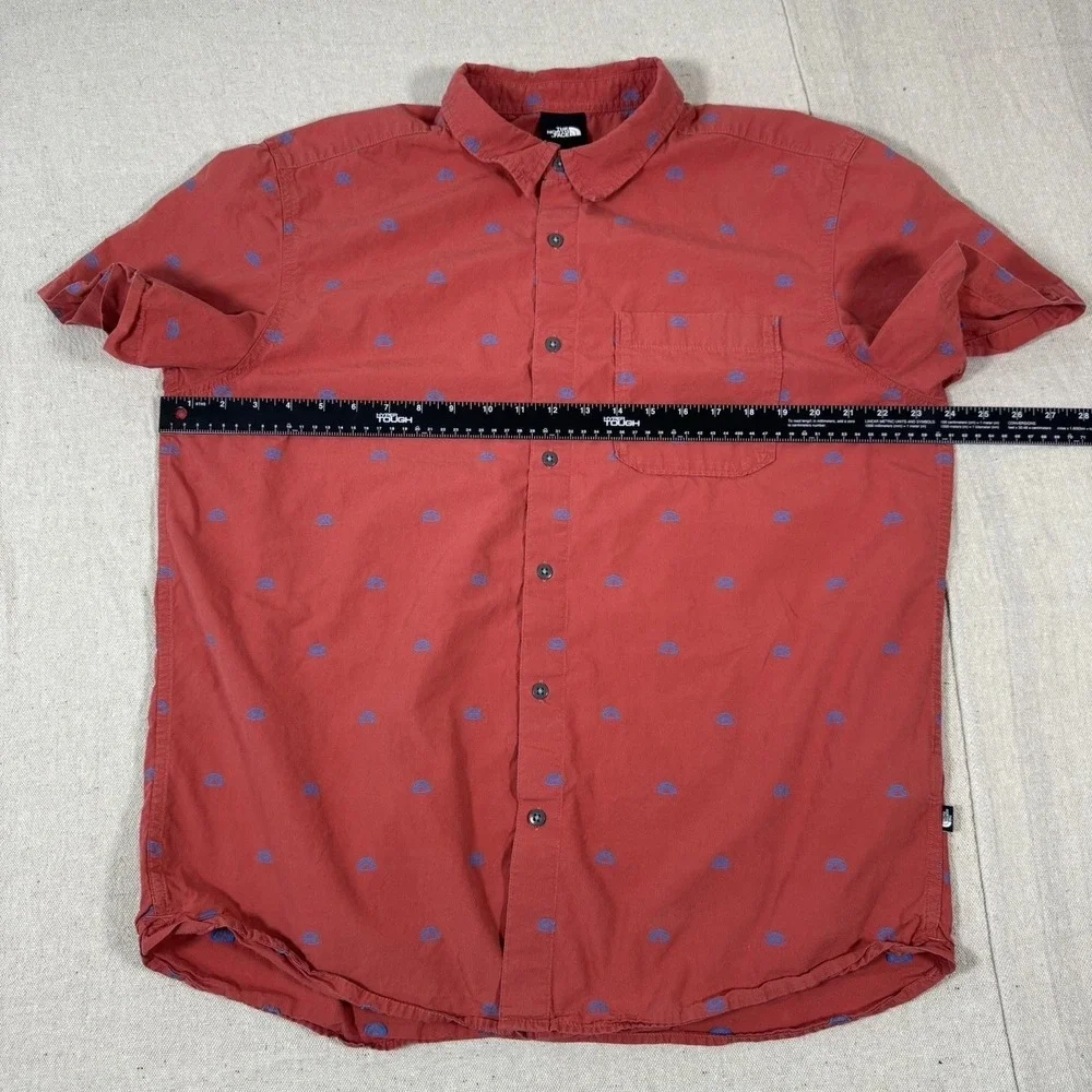 The North Face Shirt Mens XL Red Camp All Over Print Tents Button‎ Up Hiking